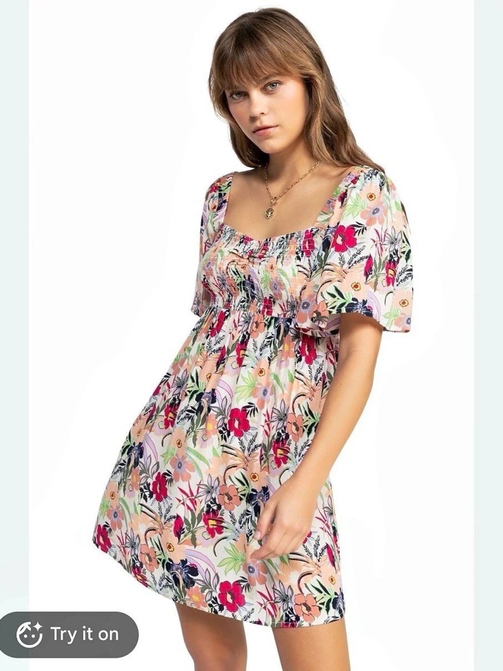 Roxy womens golden dawn floral mini dress size XL NWT